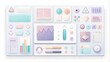 © Man888 - Modern minimalist graphical user interface set featuring geometric shapes and abstract symbols in pastel colors on a clean white background for digital design.