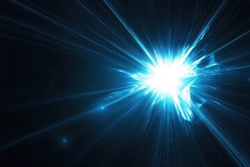 Poster - Vibrant blue light radiates against a dark background, creating a stunning visual effect perfect for digital art and design.