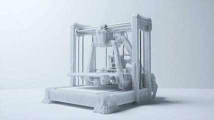 Poster - White 3D Printer with Textured Surface