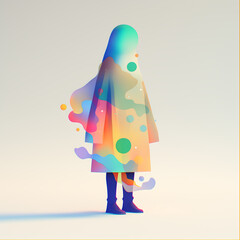 Aufkleber - A minimalist abstract figure with vibrant, flowing colors and fluid shapes, creating a surreal and artistic visual effect.