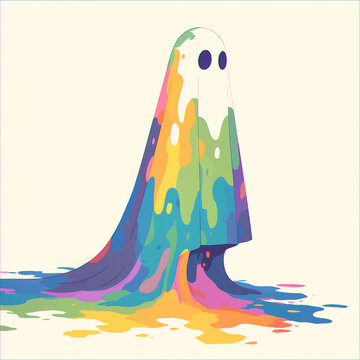 A minimalist abstract figure with vibrant, flowing colors and fluid shapes, creating a surreal and artistic visual effect.