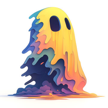 A minimalist abstract figure with vibrant, flowing colors and fluid shapes, creating a surreal and artistic visual effect.