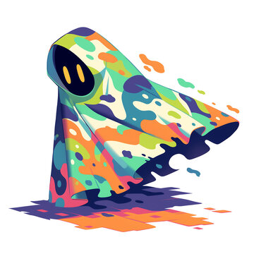 A minimalist abstract figure with vibrant, flowing colors and fluid shapes, creating a surreal and artistic visual effect.
