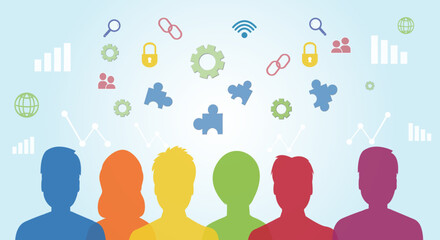 Poster - people and internet icon background business illustration