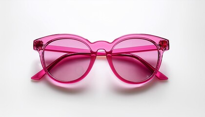 Pink sunglasses on white background