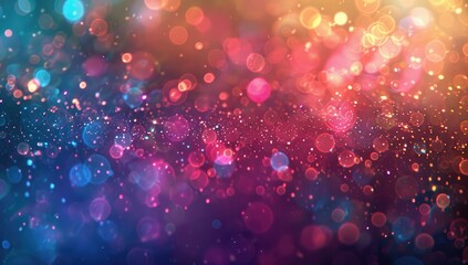 Poster - A vibrant explosion of multicolored bokeh particles in the air, creating an abstract and dynamic background for your design projects. This stock photo captures the essence of creativity with its color