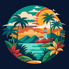 Wall Mural - Nassau Nature Sticker & T-Shirt Vector Design