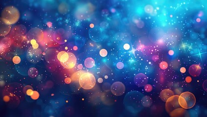 Poster - Abstract background with bokeh lights and gradient colors. Beautiful colorful background with blurred light particles. Christmas, birthday or wedding design element. Abstract background with bokeh lig