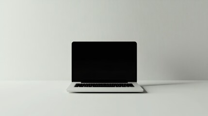 Poster - Closed Laptop on White Surface with Blank Screen