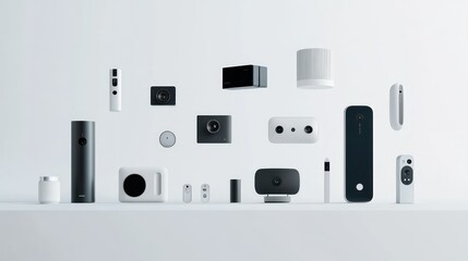 Poster - A Collection of Modern Black and White Smart Home Devices