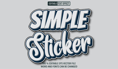 Poster - Editable 3d text style effect - Simple Sticker Black White text effect Template