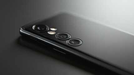 Poster - Close-up of a Black Smartphone with a Triple Camera System