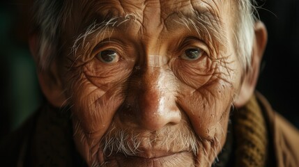 Aufkleber - Elderly men from different ethnic backgrounds display expressions of wisdom and calmness, reflecting their life experiences and rich histories. Generative AI