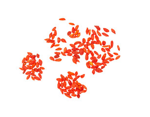 Wall Mural - Dried goji berries isolated on a white background, contour, top, view