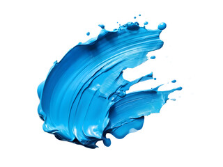 Stunning high resolution image of a vibrant blue paint stroke, ideal for creative projects. isolated transparent background
