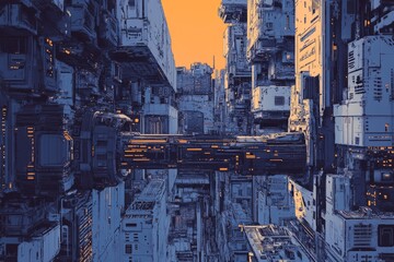 Wall Mural - Futuristic Urban Cityscape with Advanced Technology