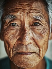 Aufkleber - Elderly men of various ethnicities display expressions of wisdom and tranquility, each highlighting their unique stories and life experiences. Generative AI