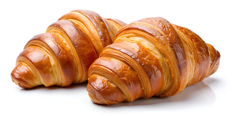 Two croissants isolated on a white background