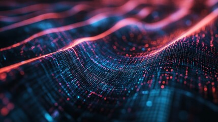 Poster - Abstract Wavy Pattern with Red and Blue Lights