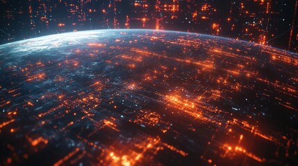 Poster - A vibrant holographic display illustrates a global view with glowing data patterns, highlighting connections and technology in a futuristic ambiance.