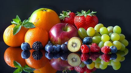 Aufkleber - very large adjacent fruit composition : Generative AI