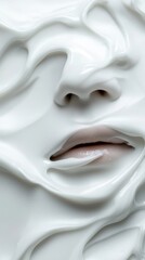 Poster - A serene exploration of texture and form in a sculptural white face in soft shadows