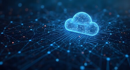 Visualization of the symbol of data cloud, flow and records of information in the  optical fiber network