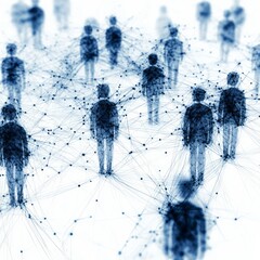 Poster - People interconnected in a digital network representing social interactions