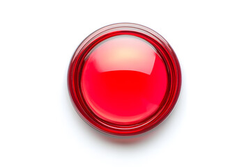 Top view red light round button isolated on white background