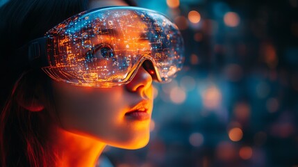 Poster - A holographic teacher interacts with students in a futuristic classroom, showcasing advanced technology for an immersive educational experience.