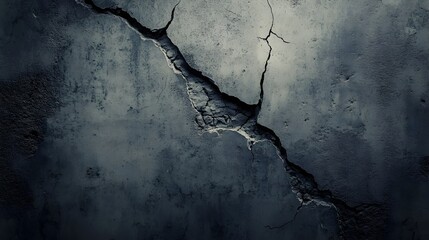 Poster - Conceptual image depicting darkness slowly seeping through cracks in a wall gradually spreading outward and consuming the space  The ominous