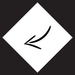 Poster - Curved arrow icon vector. Arrow pointer logo design. Arrow left vector icon illustration in rhombus isolated on black background	