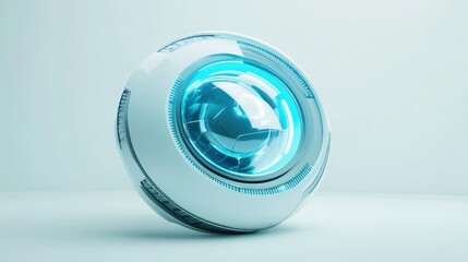 Poster - Futuristic White Orb with Blue Glowing Interior
