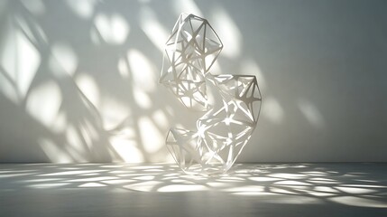 Poster - Enchanting visual composition of luminous geometric shapes and patterns casting intricate shadows creating a mesmerizing futuristic and transcendent atmosphere