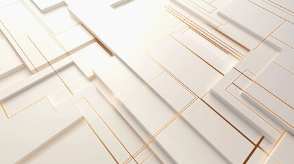 Wall Mural - A white background with gold lines and squares