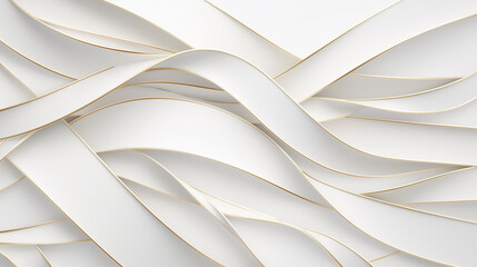 Wall Mural - A long, curvy white ribbon with gold accents