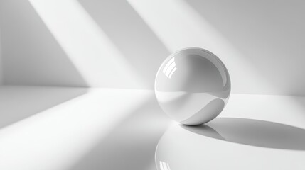 Poster - White Sphere in a White Room with Light Streaks