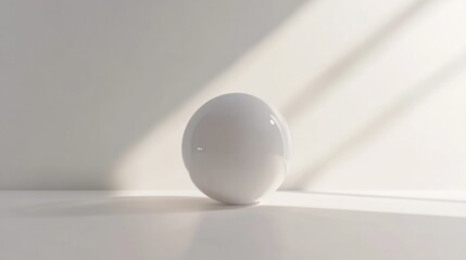 Poster - A Single White Egg Resting on a White Surface Under Sunlight