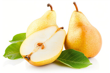 Poster - Fresh pears on a white background.