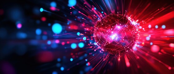 Poster - A vibrant explosion of colorful light and shapes representing energy and motion in a digital abstract background.