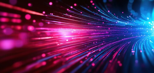 Poster - A vibrant mix of pink and blue light streams creating a dynamic and futuristic background, perfect for technology and digital themes.
