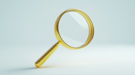 Poster - A Gold Magnifying Glass on a Light Blue Background