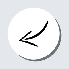 Poster - Curved arrow icon vector. Arrow pointer sign symbol in trendy flat style. Arrow left vector icon illustration in circle isolated on gray background