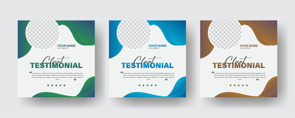 Creative customer feedback social media post web banner template, Creative design creative color three colorful variation client testimonial design
