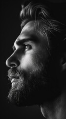 Poster - A man with a beard and a mustache is looking at the camera