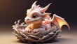 © 4K_Heaven - A small, cuddly dragon with a mischievous grin, clutching a glowing crystal, depicted in a cozy, warm-toned style to capture its lovable and playful charm, Generative AI