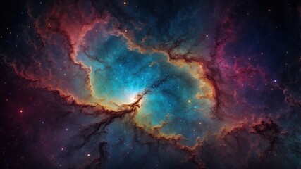 Wall Mural - Multicolored space galaxy cloud nebula background.