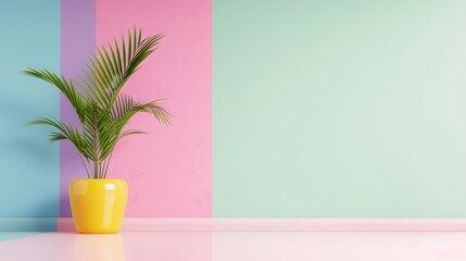 A minimalist spa interior decorated in a soothing rainbow color scheme, with clean lines and uncluttered space. The image offers ample copy space for adding text or graphics.