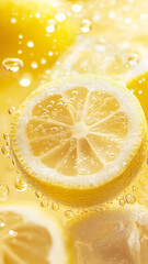 Fresh lemon slices in carbonated water. Healthy lifestyle concepts.