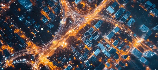 Poster - A digital world featuring interconnected data streams and smart city systems.
